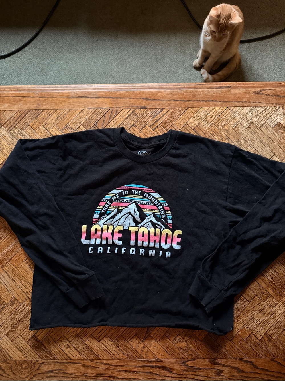 Lake Tahoe California Black Graphic Long-Sleeve Shirt